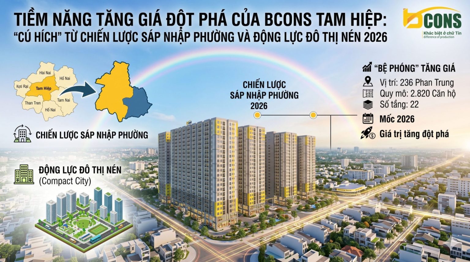 Phối cảnh cao tầng Bcons Central Park phường Tam Hiệp